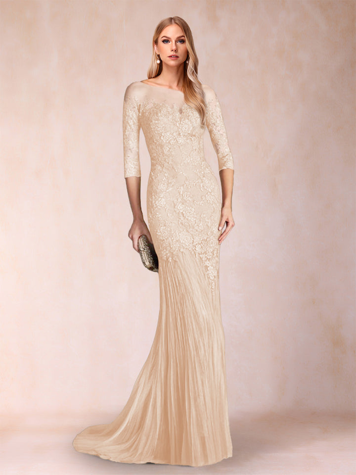 Trumpet/Mermaid Scoop 3/4 Sleeves Mother of the Bride Dresses with Applique