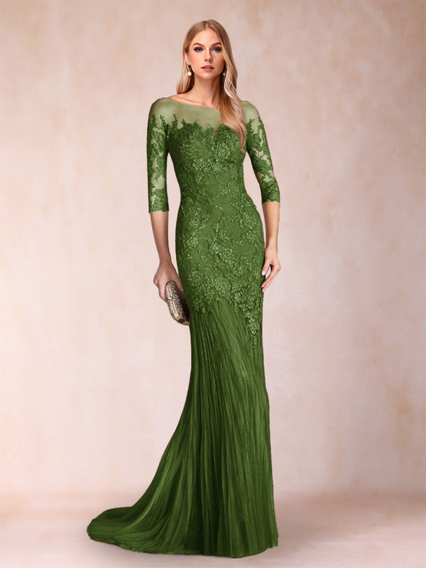 Trumpet/Mermaid Scoop 3/4 Sleeves Mother of the Bride Dresses with Applique