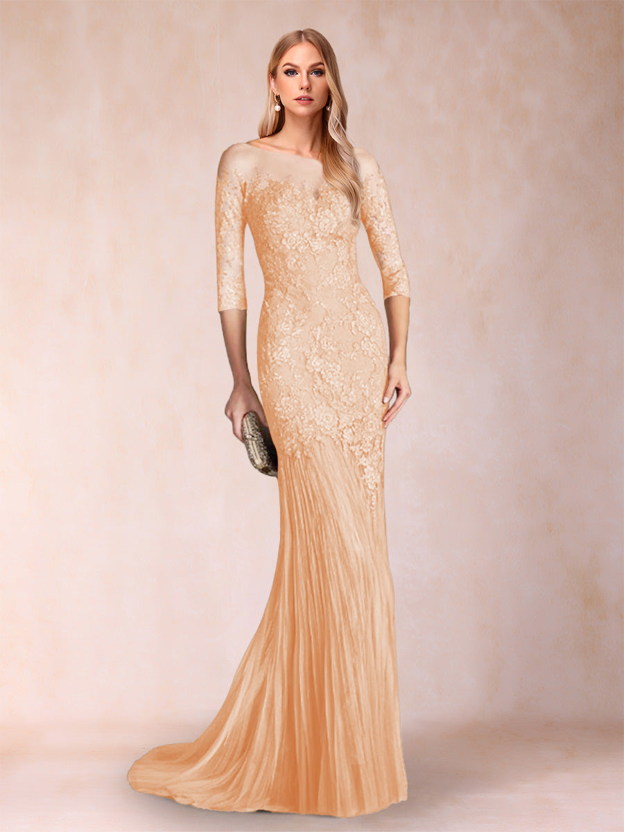 Trumpet/Mermaid Scoop 3/4 Sleeves Mother of the Bride Dresses with Applique