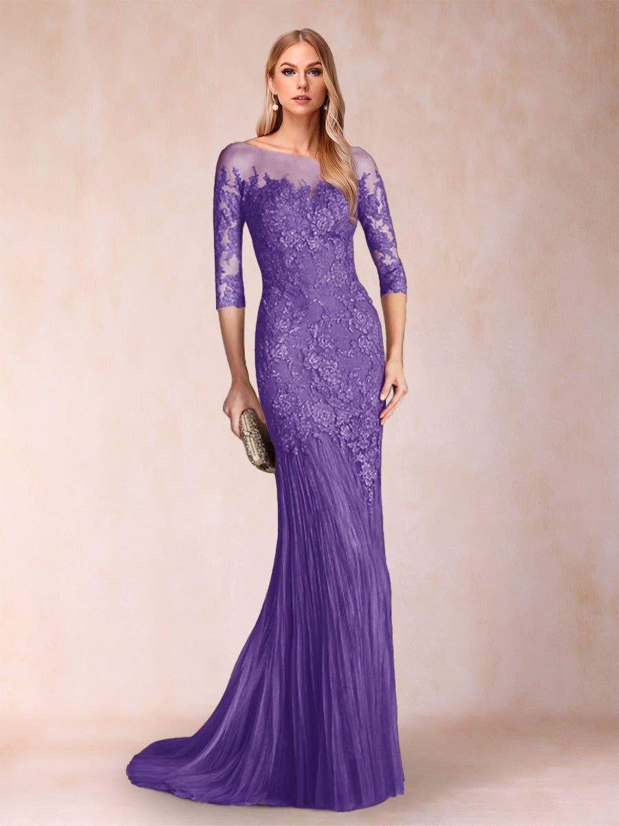 Trumpet/Mermaid Scoop 3/4 Sleeves Mother of the Bride Dresses with Applique