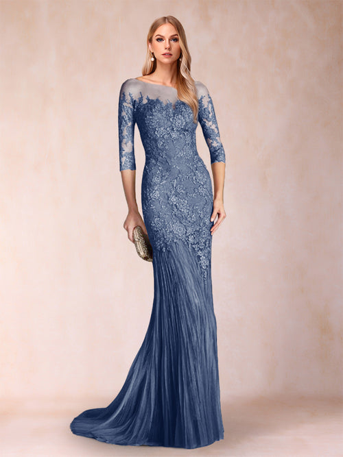Trumpet/Mermaid Scoop 3/4 Sleeves Mother of the Bride Dresses with Applique