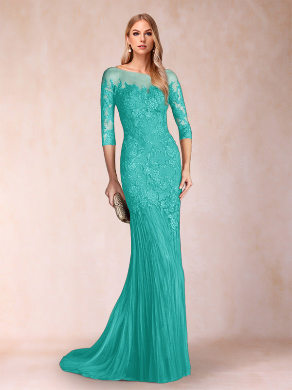 Trumpet/Mermaid Scoop 3/4 Sleeves Mother of the Bride Dresses with Applique