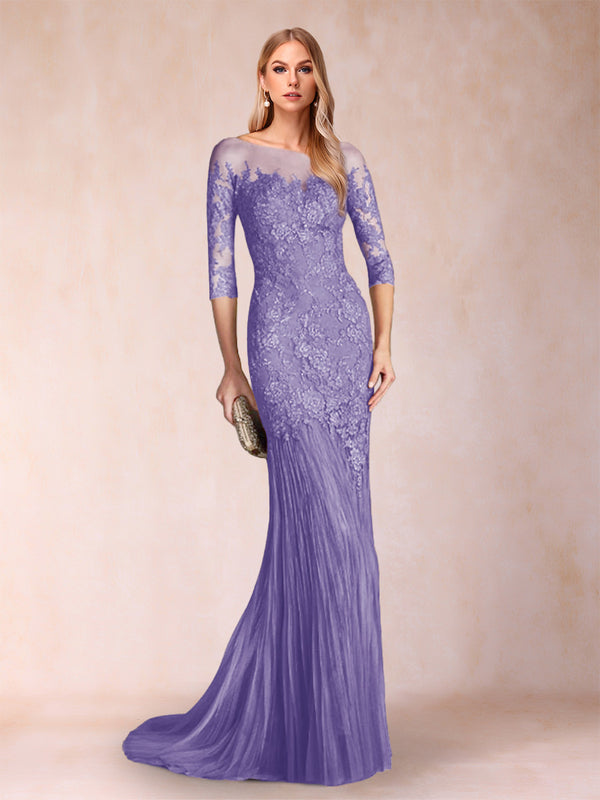 Trumpet/Mermaid Scoop 3/4 Sleeves Mother of the Bride Dresses with Applique