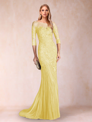 Trumpet/Mermaid Scoop 3/4 Sleeves Mother of the Bride Dresses with Applique