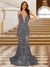 Trumpet/Mermaid V-Neck Sleeveless Evening Dresses with Applique