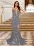 Trumpet/Mermaid V-Neck Sleeveless Evening Dresses with Applique