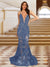 Trumpet/Mermaid V-Neck Sleeveless Evening Dresses with Applique