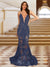 Trumpet/Mermaid V-Neck Sleeveless Evening Dresses with Applique