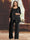 Chiffon Scoop 3/4 Sleeves 3 Pieces Pantsuits with Sequin& Jacket