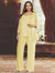 Chiffon Scoop 3/4 Sleeves 3 Pieces Pantsuits with Sequin& Jacket