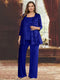 Chiffon Scoop 3/4 Sleeves 3 Pieces Pantsuits with Sequin& Jacket