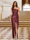 Sheath/Column One-Shoulder Sleeveless Evening Dresses with Sequins