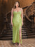 Sheath/Column Spaghetti Straps Sleeveless Evening Dresses with Split Side
