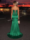 Sheath/Column Strapless Sleeveless Evening Dresses with Split Side & Ruched