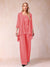 Chiffon Scoop 3/4 Sleeves 3 Pieces Pantsuits with Applique & Jacket