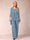 Chiffon Scoop 3/4 Sleeves 3 Pieces Pantsuits with Applique & Jacket