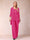 Chiffon Scoop 3/4 Sleeves 3 Pieces Pantsuits with Applique & Jacket
