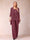 Chiffon Scoop 3/4 Sleeves 3 Pieces Pantsuits with Applique & Jacket