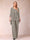 Chiffon Scoop 3/4 Sleeves 3 Pieces Pantsuits with Applique & Jacket