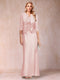 Sheath/Column Scoop Half Sleeves 3 Pieces Mother of the Bride Dress with Applique & Jacket