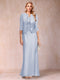 Sheath/Column Scoop Half Sleeves 3 Pieces Mother of the Bride Dress with Applique & Jacket
