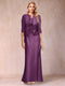 Sheath/Column Scoop Half Sleeves 3 Pieces Mother of the Bride Dress with Applique & Jacket