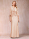 Sheath/Column Scoop Half Sleeves 3 Pieces Mother of the Bride Dress with Applique & Jacket