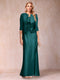 Sheath/Column Scoop Half Sleeves 3 Pieces Mother of the Bride Dress with Applique & Jacket