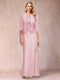 Sheath/Column Scoop Half Sleeves 3 Pieces Mother of the Bride Dress with Applique & Jacket