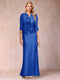 Sheath/Column Scoop Half Sleeves 3 Pieces Mother of the Bride Dress with Applique & Jacket