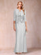 Sheath/Column Scoop Half Sleeves 3 Pieces Mother of the Bride Dress with Applique & Jacket