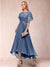 A-Line/Princess Scoop Half Sleeves Mother of the Bride Dresses with Applique