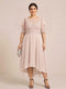 A-Line/Princess Scoop Half Sleeves Plus Size Mother of the Bride Dresses with Applique