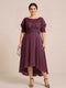A-Line/Princess Scoop Half Sleeves Plus Size Mother of the Bride Dresses with Applique