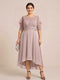 A-Line/Princess Scoop Half Sleeves Plus Size Mother of the Bride Dresses with Applique