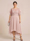 A-Line/Princess Scoop Half Sleeves Plus Size Mother of the Bride Dresses with Applique