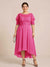 A-Line/Princess Scoop Half Sleeves Plus Size Mother of the Bride Dresses with Applique