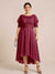 A-Line/Princess Scoop Half Sleeves Plus Size Mother of the Bride Dresses with Applique