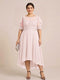 A-Line/Princess Scoop Half Sleeves Plus Size Mother of the Bride Dresses with Applique