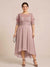 A-Line/Princess Scoop Half Sleeves Plus Size Mother of the Bride Dresses with Applique