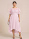A-Line/Princess Scoop Half Sleeves Plus Size Mother of the Bride Dresses with Applique