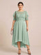 A-Line/Princess Scoop Half Sleeves Plus Size Mother of the Bride Dresses with Applique