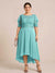 A-Line/Princess Scoop Half Sleeves Plus Size Mother of the Bride Dresses with Applique