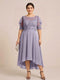 A-Line/Princess Scoop Half Sleeves Plus Size Mother of the Bride Dresses with Applique