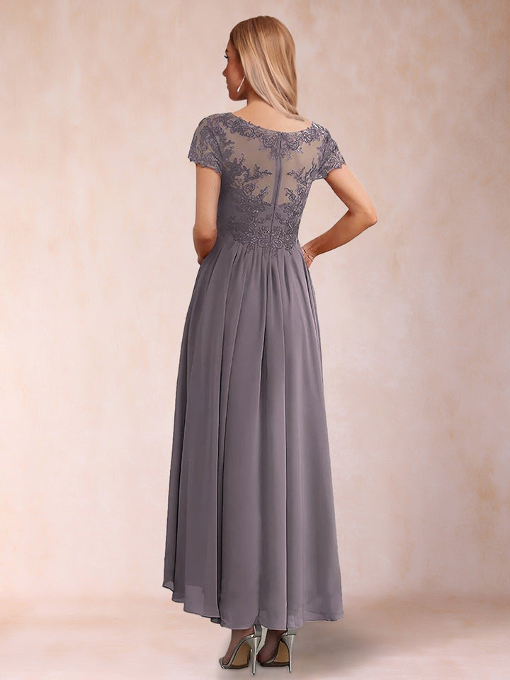 A-Line/Princess V-Neck Short Sleeves 2 Pieces Mother of the Bride Dress with Applique &amp; Jacket