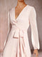 A-Line/Princess V-Neck Long Sleeves Wedding Guest Dresses with Ruffles