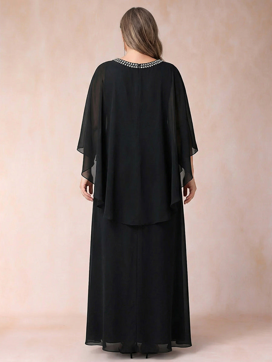 A-Line/Princess Scoop 3/4 Sleeves Plus Size Mother of the Bride Dresses with Ruched