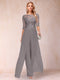 Sheath/Column Scoop Long Sleeves Jumpsuit with Applique & Jacket
