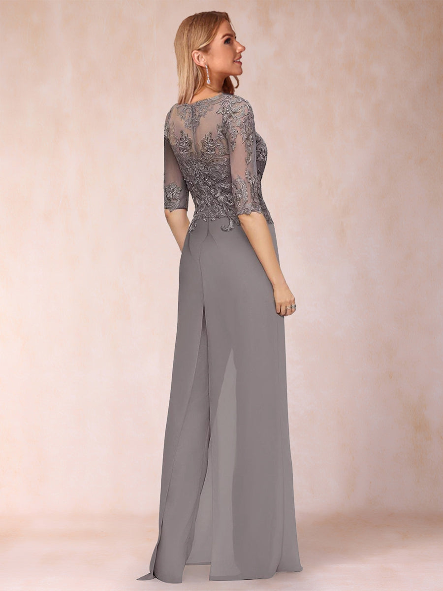 Sheath/Column Scoop Long Sleeves Jumpsuit with Applique &amp; Jacket