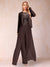 Sheath/Column Scoop Long Sleeves 2 Pieces Pantsuits with Applique & Jacket